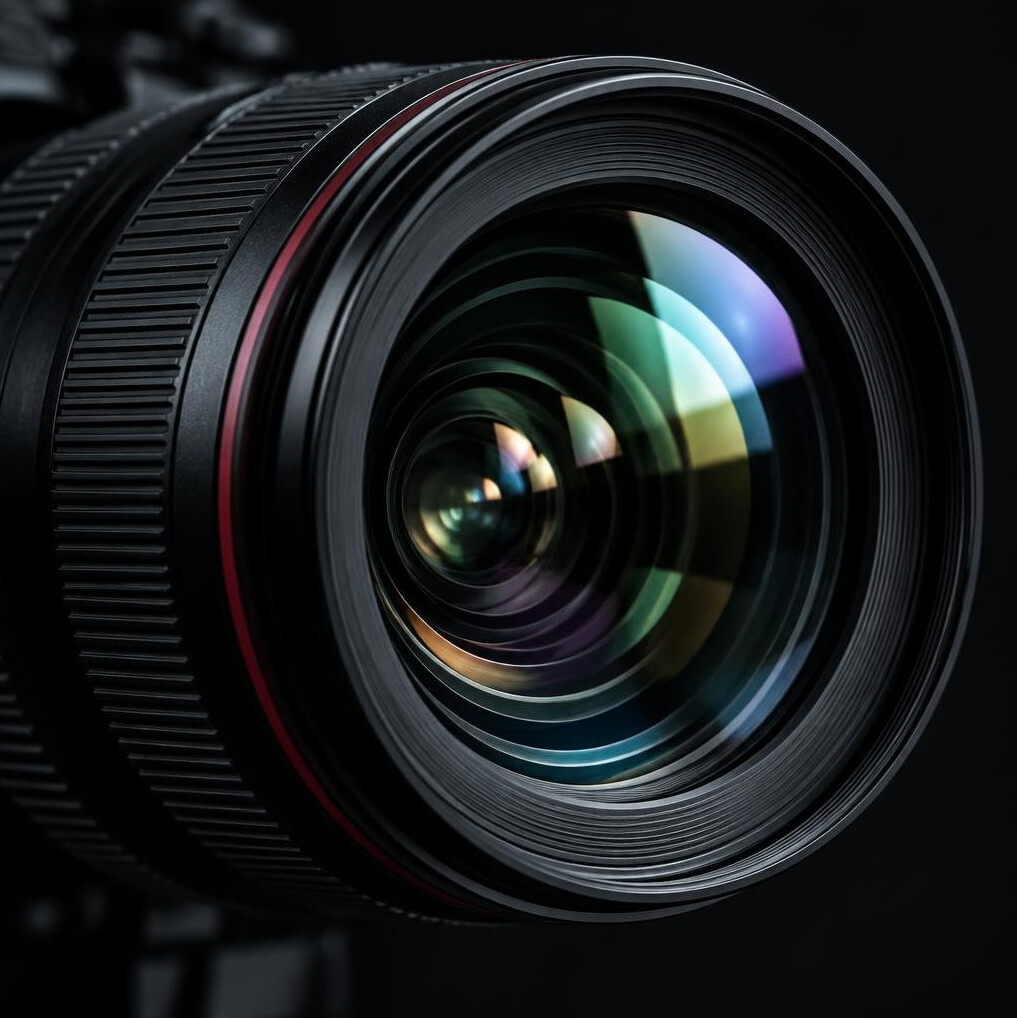 Camera lens close-up
