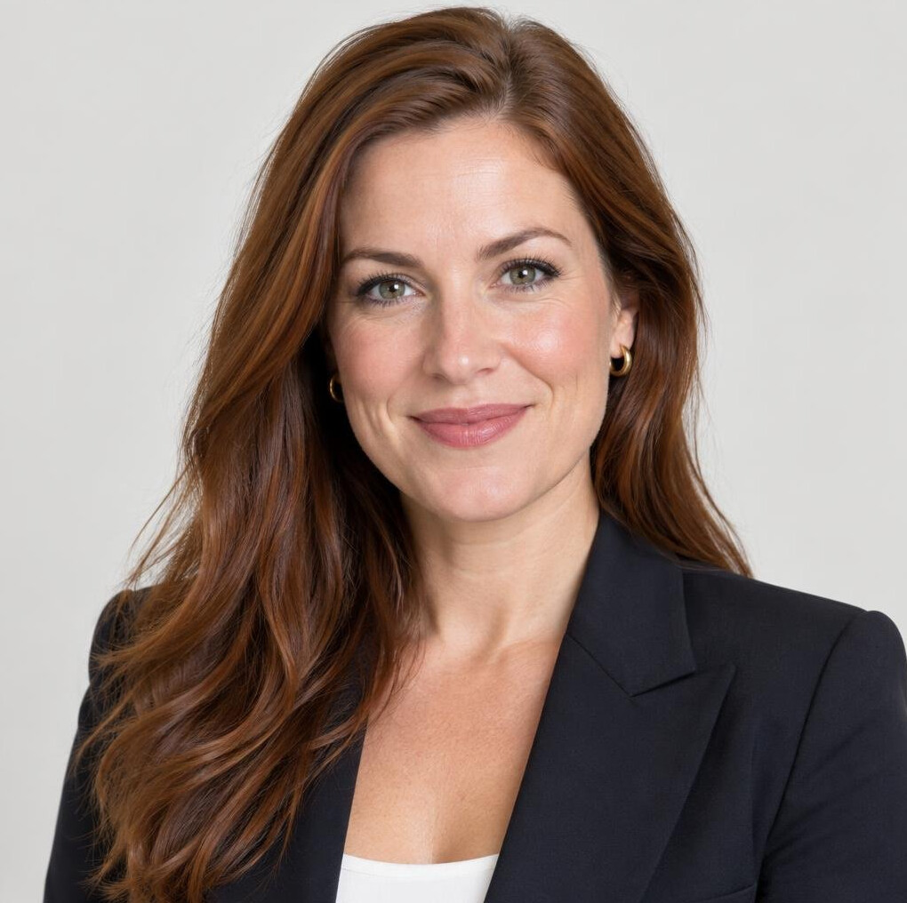 Portrait of a smiling woman with long hair