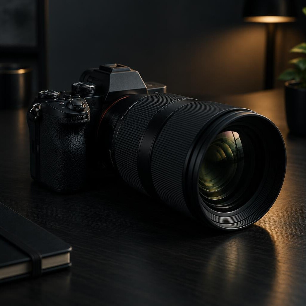 Vintage film camera on a table